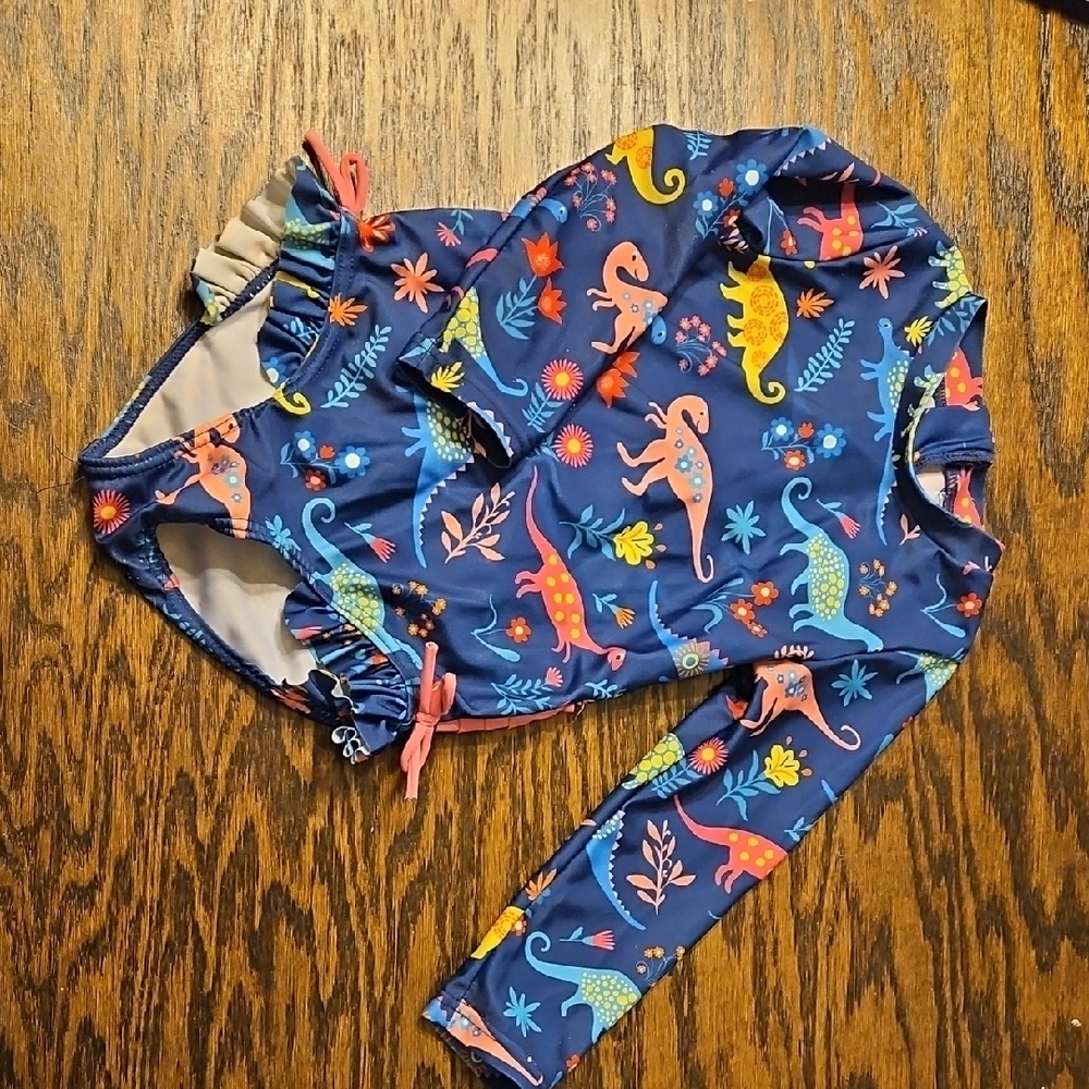 Kids Dinosaur Print Swim Set - Blue